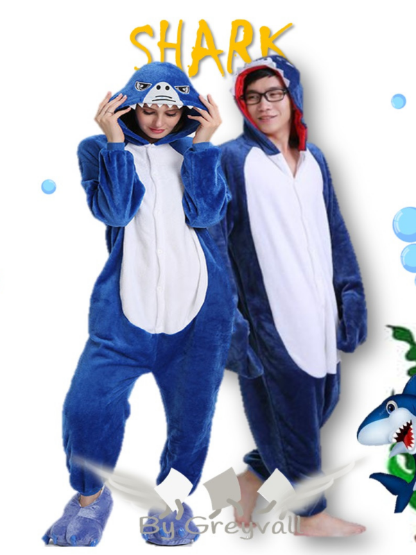 Pijama Kigurumi animales tiburon azul