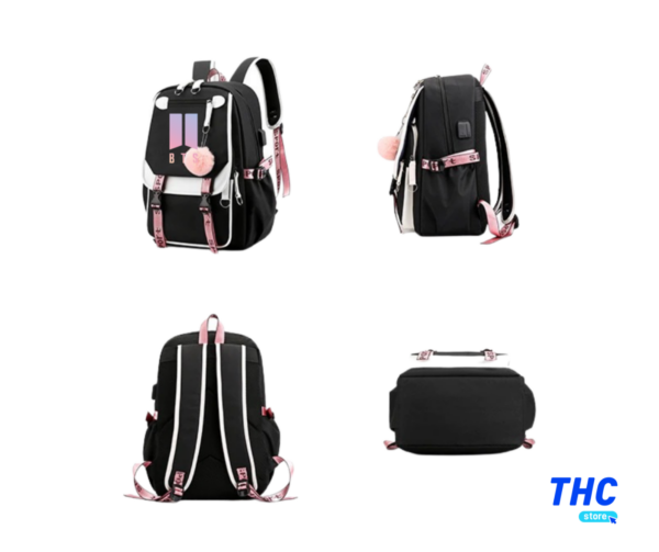 MOCHILA ESCOLAR BTS color NEGRO